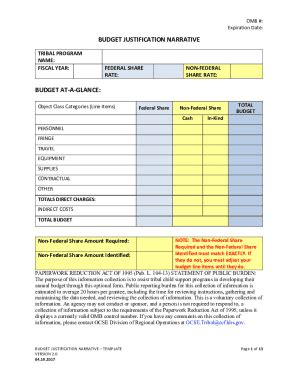 Fillable Online Tribal Budget And Narrative Justification Template Fax