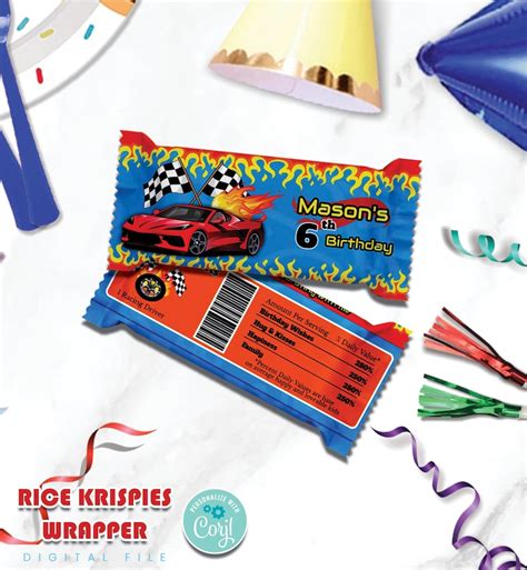 Printable Race Car Rice Krispies Wrapper Race Car Snack Bar Etsy