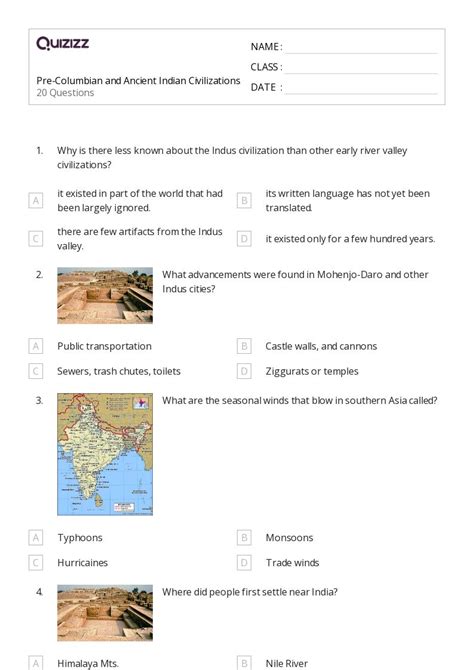 Inca Civilization Worksheets For Th Year On Quizizz Free Printable