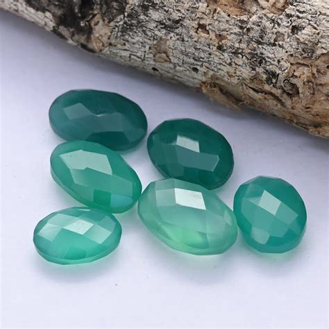 Natural Oval Green Onyx Faceted Oval Shape Green Onyx Etsy Uk