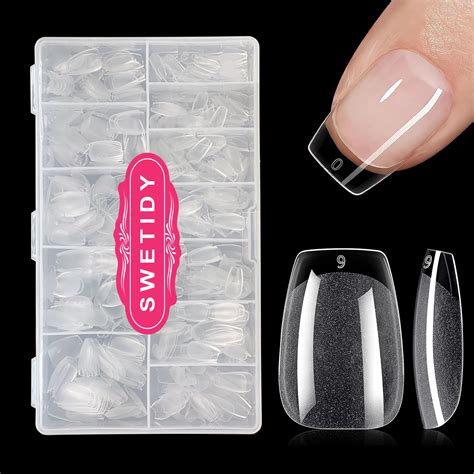 600 Pcs Short Coffin Nail Tips Swetidy Half Matte Pre Filed Soft Gel Full Cover