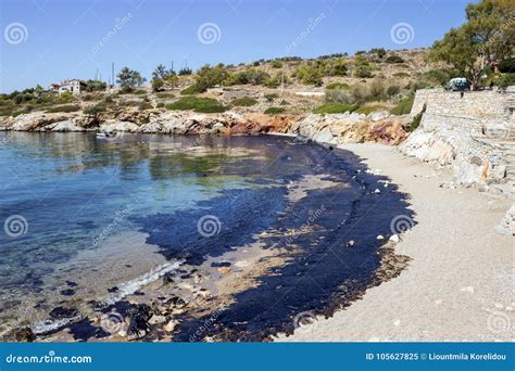 Oil Spill. Environmental Disaster. View of the Polluted Beach Stock Image - Image of destruction ...