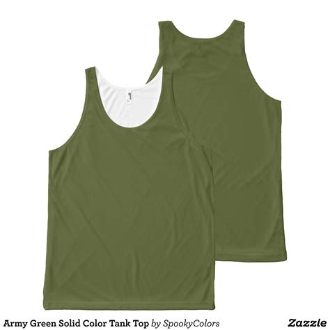 Army Green Unisex Solid Color Tank Top Printed Tank Tops