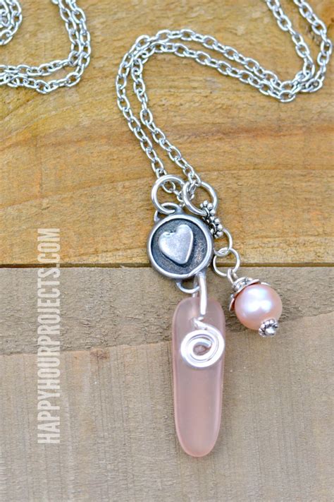 Sea Glass Pearl Charm Necklace Happy Hour Projects