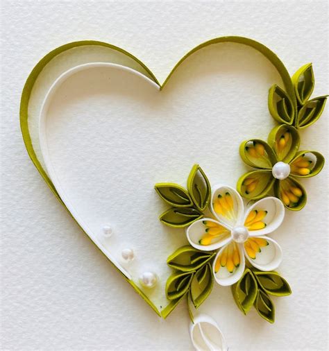 Set Of 5 Quilling Heart Art Blank Cards Set Quilled Heart Cards With Envelopescards For Love