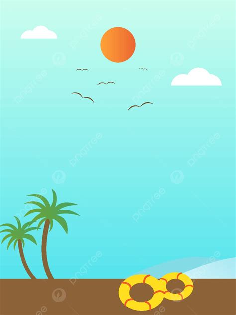 Vector Summer Summer Coconut Tree Beach Background Wallpaper Image For