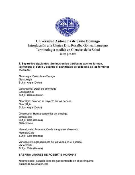 Tarea 3 Introduccion a la Clinica Universidad Autónoma de Santo