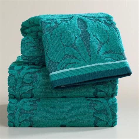 Teal Esme Sculpted Bath Towel Collection Decorative Bath Towels Teal