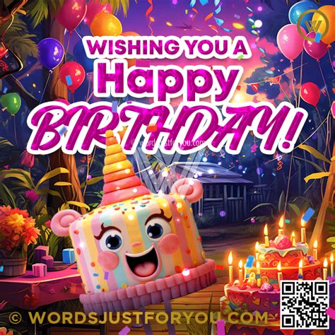 Dancing Cake Happy Birthday Card WordsJustforYou Original