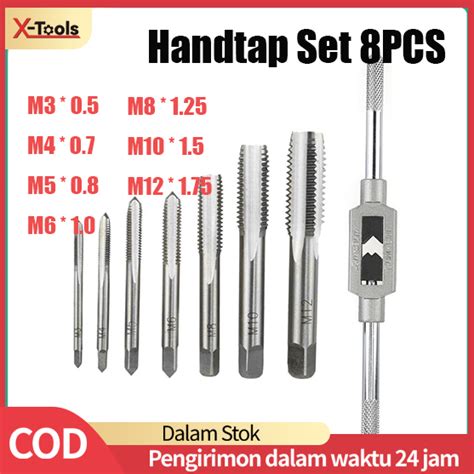 X Tools Mata Tap Set 8pcs Lengkap Hand Tap Alat Membuat Drat Dalam M3