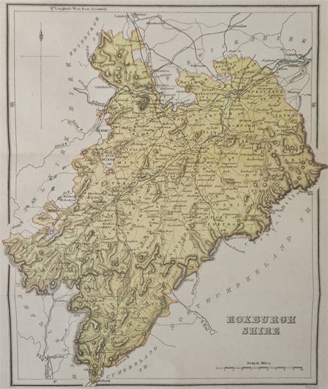 1885 Roxburghshire County Map Cartography Original Antique Victorian