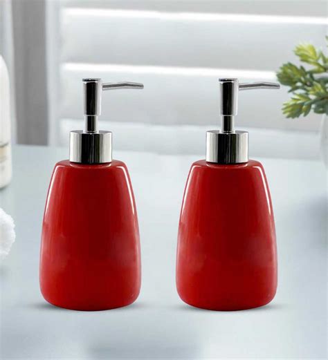 Buy Modern Red Ceramic Set Of 2 Soap Dispensers At 100 Off By Kookee Pepperfry