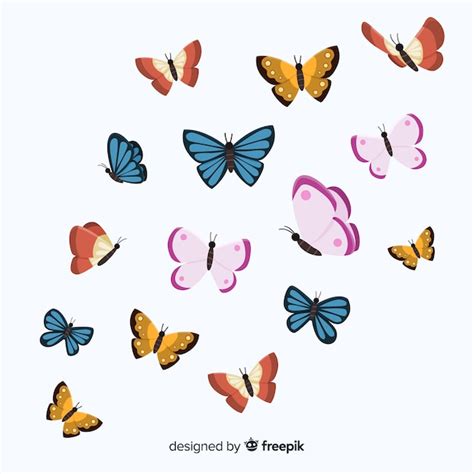 Mariposas volando en diseño plano Vector Gratis