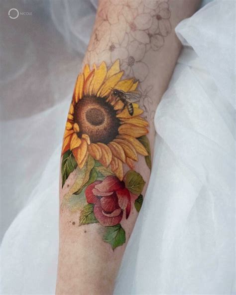 11 Sunflower And Roses Tattoo Ideas That Will Blow Your Mind