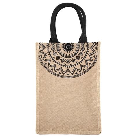 Jute Bag Vintage Square Gunny Bag Jute Handbag Storage Shopping Carrier