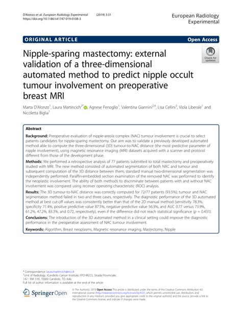 PDF Nipple Sparing Mastectomy External Validation Of A Three