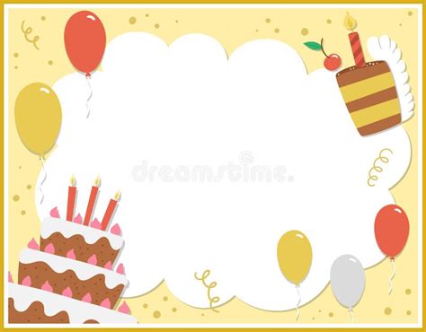 Birthday Party Greeting Card Template with Cute Cake and Candles ...