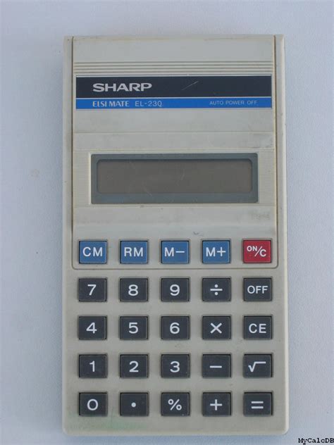 Mycalcdb Calculatrice Sharp El 230 Aussi Nommé Elsimate El 230