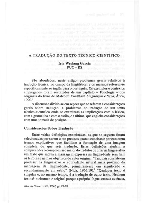 PDF A tradução do texto técnico científico A tradução do texto