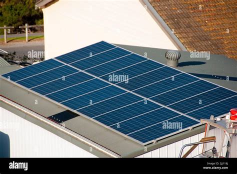 Residential Solar Panels On House Roof Stock Photo Alamy