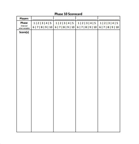 Phase 10 Printable Score Sheet Free Printable Templates