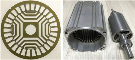 Stator and Rotor lamination sheets (Left), The manufactured motor case... | Download Scientific ...