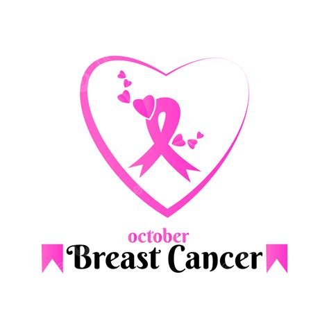 Breast Cancer Awareness Card With Pink Heart And Ribbon Breast Caner Awareness Pink Heart Png