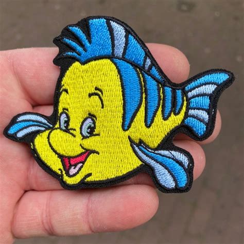 The Little Mermaid Flounder 2 12 Inches Wide Embroidered Etsy