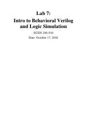 Lab 7 Pdf Lab 7 Intro To Behavioral Verilog And Logic Simulation