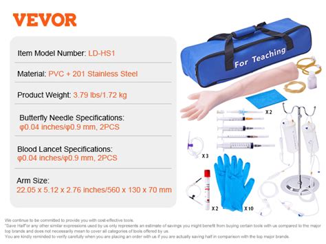 Vevor Phlebotomy Practice Kit Iv Venipuncture Intravenous Training Kit