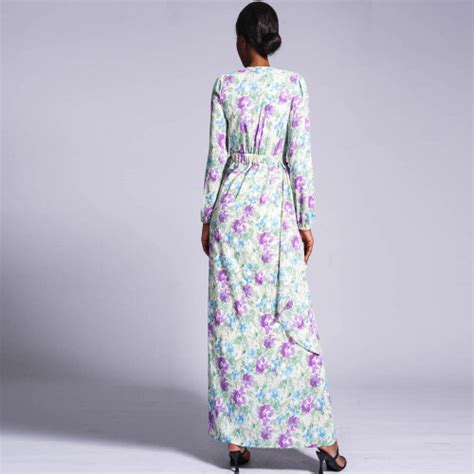 Dubai Abaya Arabic Turkey Islam Muslim Floral Print Dress African