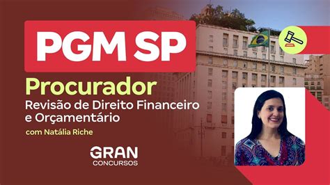 Concurso Pgm Sp Procurador Revis O De Direito Financeiro E