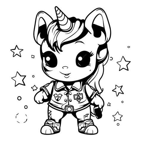 Premium Vector Black And White Cartoon Illustration Of A Cute Unicorn