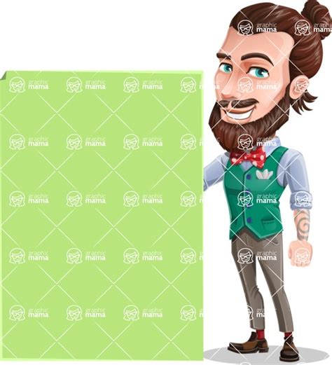 Guy With Man Bun Cartoon Vector Character Sign 8 Graphicmama