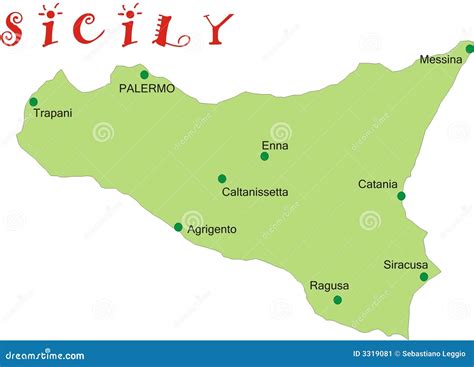 Map of Sicily stock vector. Image of catania, mediterranean - 3319081