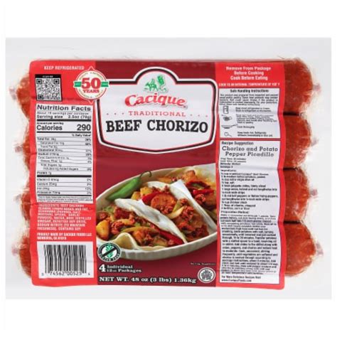 Cacique® Gluten Free Beef Chorizo Sausage 4 Ct 12 Oz Kroger