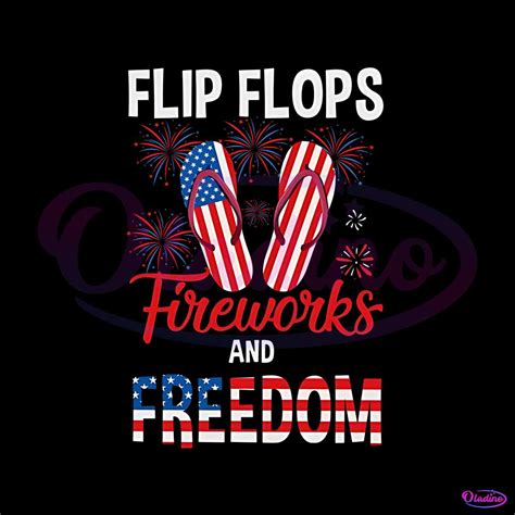 Flip Flop Fireworks And Freedom July 4th PNG Silhouette File