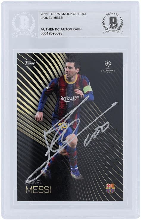 Lionel Messi Fc Barcelona Autographed Topps Knockout Ucl Silver