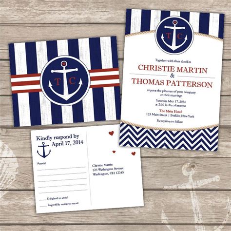 Printable Nautical Wedding Invitation Bundle By Designsinawink Nautical Wedding Invitations