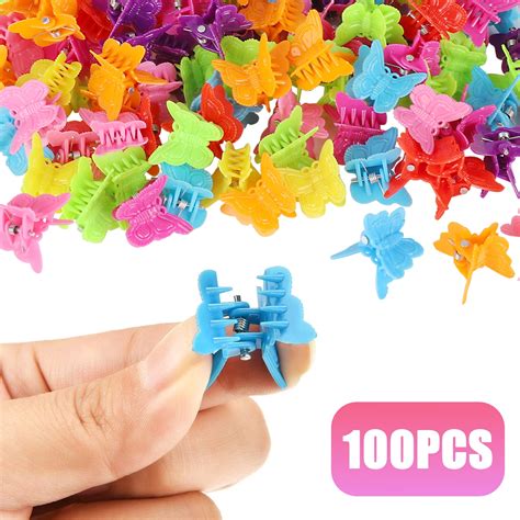 100pcs Small Butterfly Hair Claw Clips Eeekit Colorful Hair Jaw Clips For Girls Mini Plastic