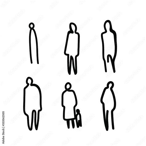 Vector Illustration Outline Silhouettes Of People Contour Drawing