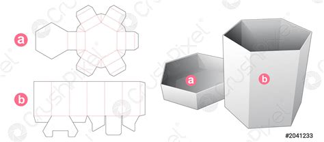 Caja Hexagonal De Cart N Y Plantilla De Troquelado De Vector De Stock