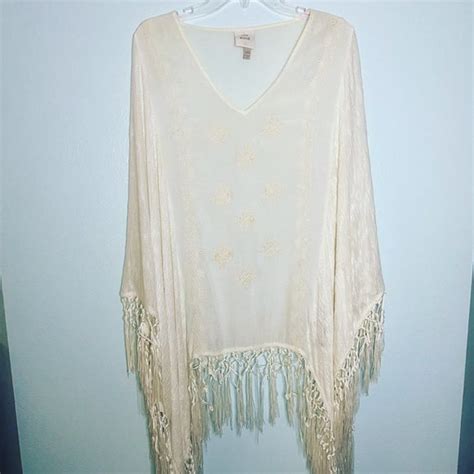 Knox Rose Sweaters Knox Rose Cream Fringe Poncho Poshmark