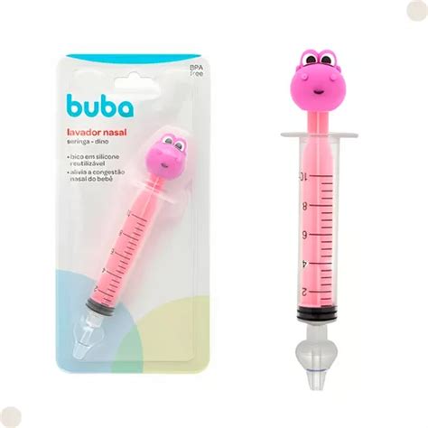 Seringa Lavador Nasal Infantil Silicone Dino Rosa 16997 Buba