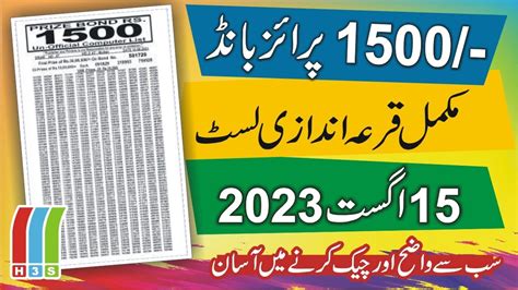 1500 Prize Bond Result 15 August 2023 1500 Prize Bond Full List 15