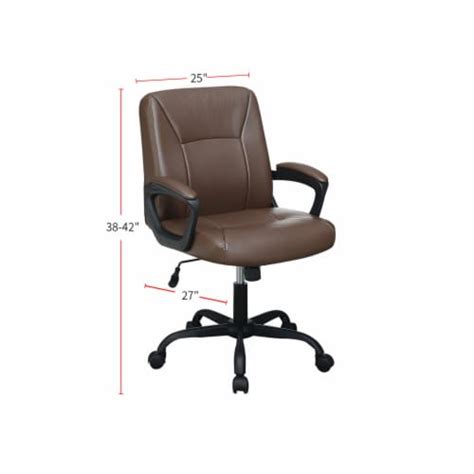 Adjustable Height Office Chair with Padded Armrests, Brown, 1 Unit - Kroger