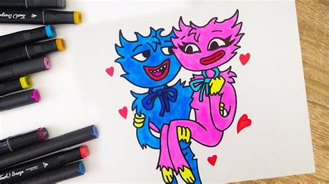 Draw Huggy Wuggy Loves Kissi Missi Easy How To Draw Huggy Wuggy And