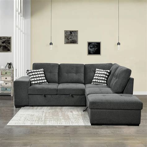 Amazon.com: ZIGHTH 100 in Sectional Sleeper Sofa with Pull Out Bed and ...