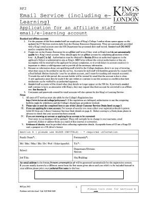 Fillable Online Kcl Ac Rf Form King S College London Kcl Ac Fax