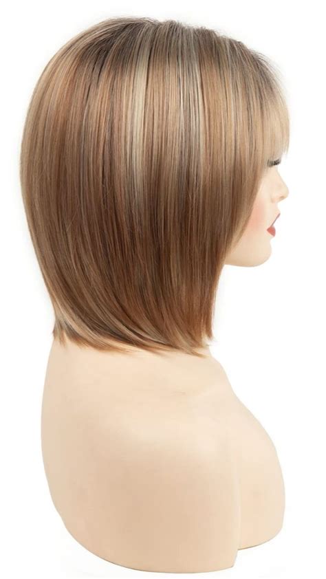 Renershow Blonde Highlight Short Pixie Bob Wig With Bangs Straight